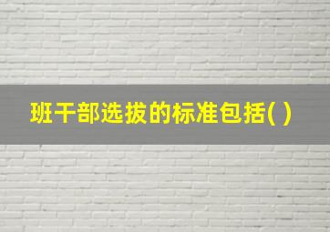 班干部选拔的标准包括( )